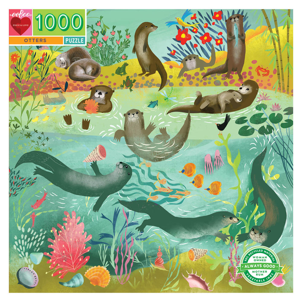 1000pc eeBoo Jigsaw Puzzle Fun Play Game Otters 14+