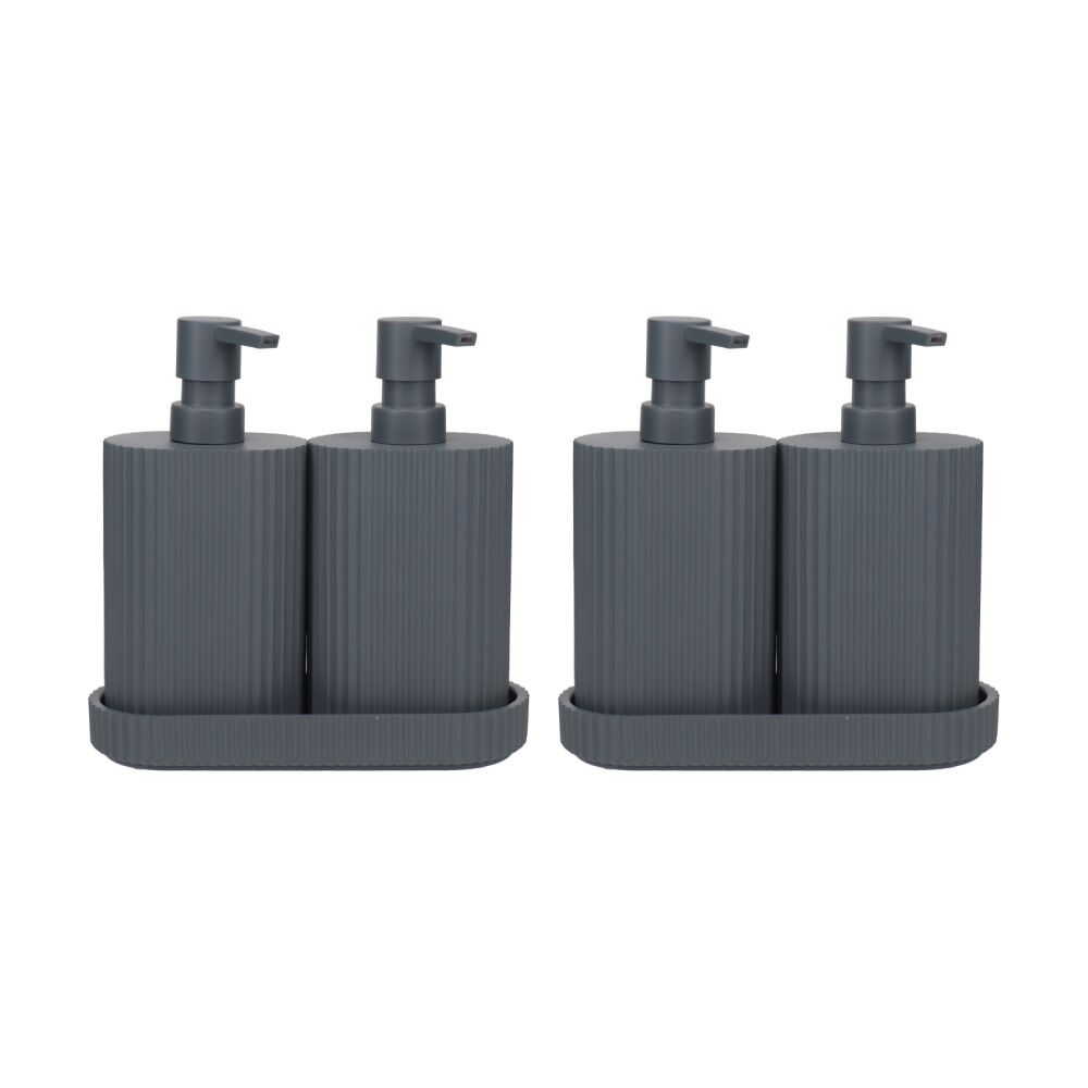 2PK Eco Basics Wash Station Duo Soap Dispenser Resin Plastic Bathroom - Graphite