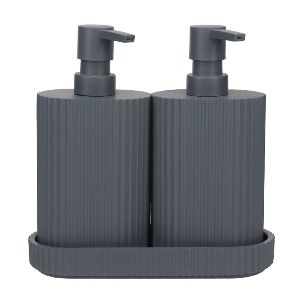 2PK Eco Basics Wash Station Duo Soap Dispenser Resin Plastic Bathroom - Graphite