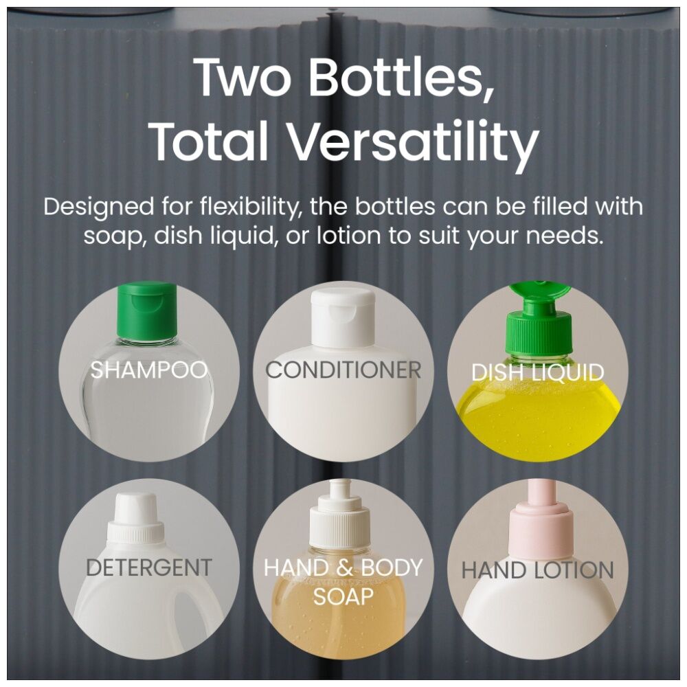 2PK Eco Basics Wash Station Duo Soap Dispenser Resin Plastic Bathroom - Green