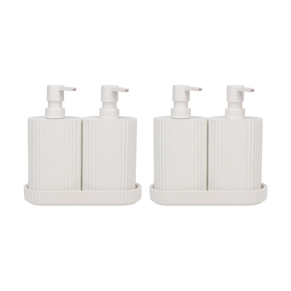 2PK Eco Basics Wash Station Duo Soap Dispenser Resin Plastic Bathroom - White