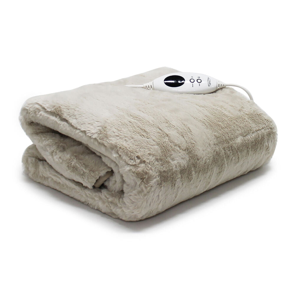 Onkaparinga Faux Mink Heated Throw/Electric Blanket w/LED Heat Control Soap