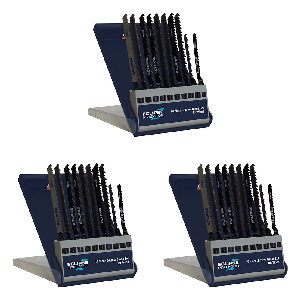 3x 10pc Eclipse Pro Tools Predator Jigsaw Blade Set - 6 Cutting Pattern