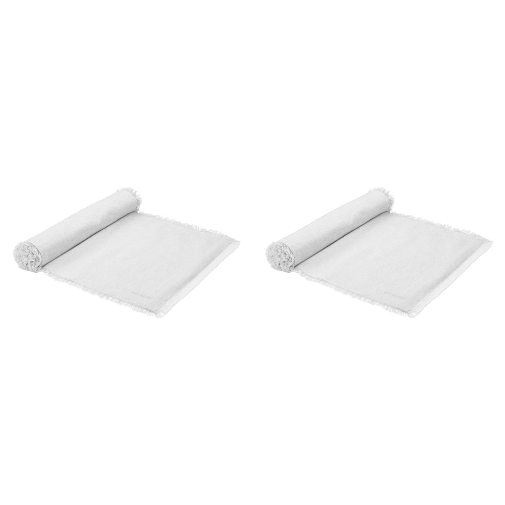 2PK Ecology Cotton Fray Dinning Table Runner Napkin 180cm White