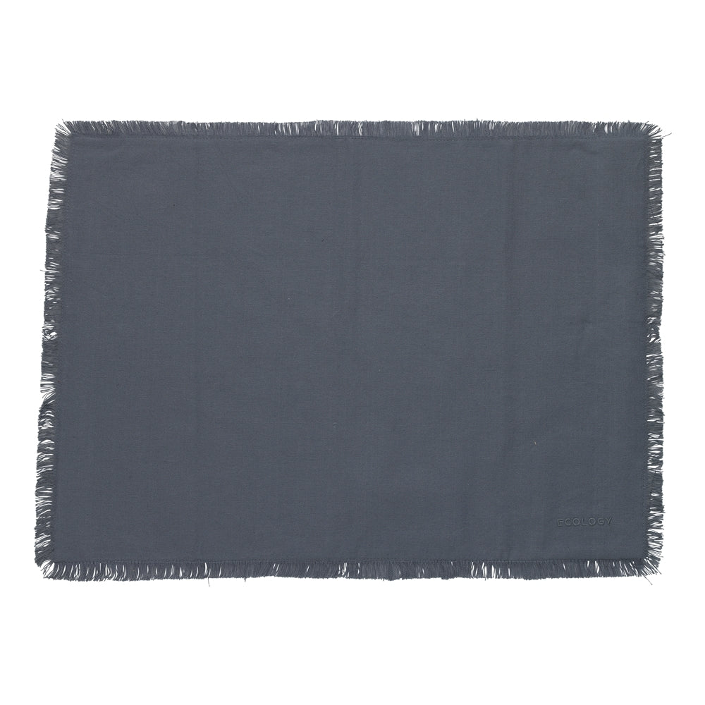 2x 4pc Ecology Cotton Fray Dinning Placemats 53cm Steel