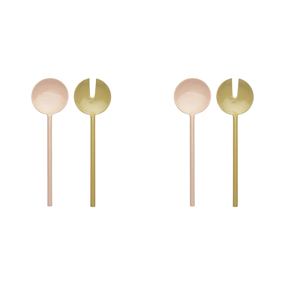 2x 2pc Ecology Stainless Steel/Enamel Apostle Salad Servers 26cm Blush & Ochre