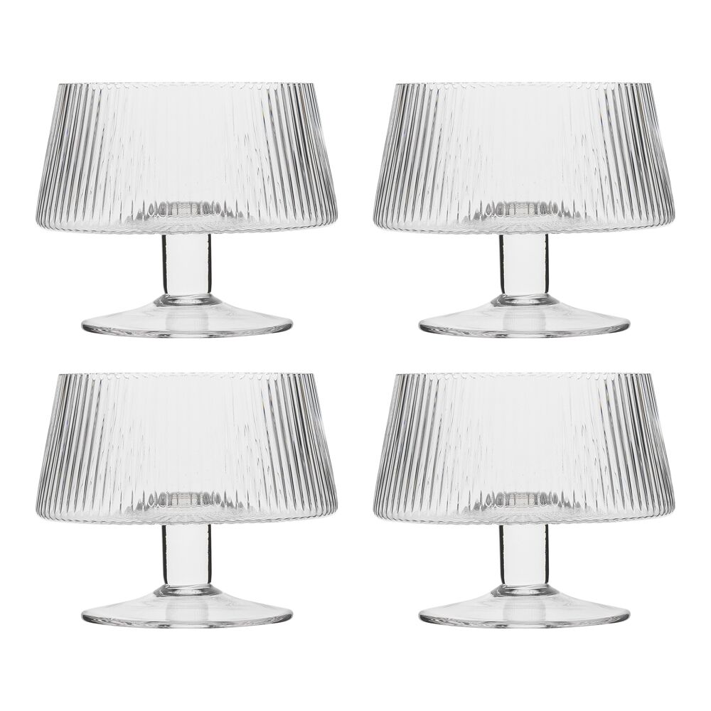 4pc Ecology Classic Timeless Soda Lime Glass Ridged Bowls 10cm Clear