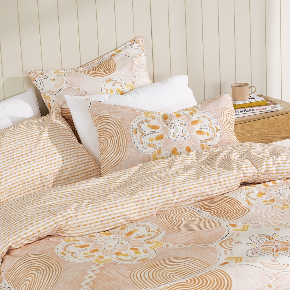 Ecology Wanderlust Quilt Cover Size King Pink/Peach/White Bedding