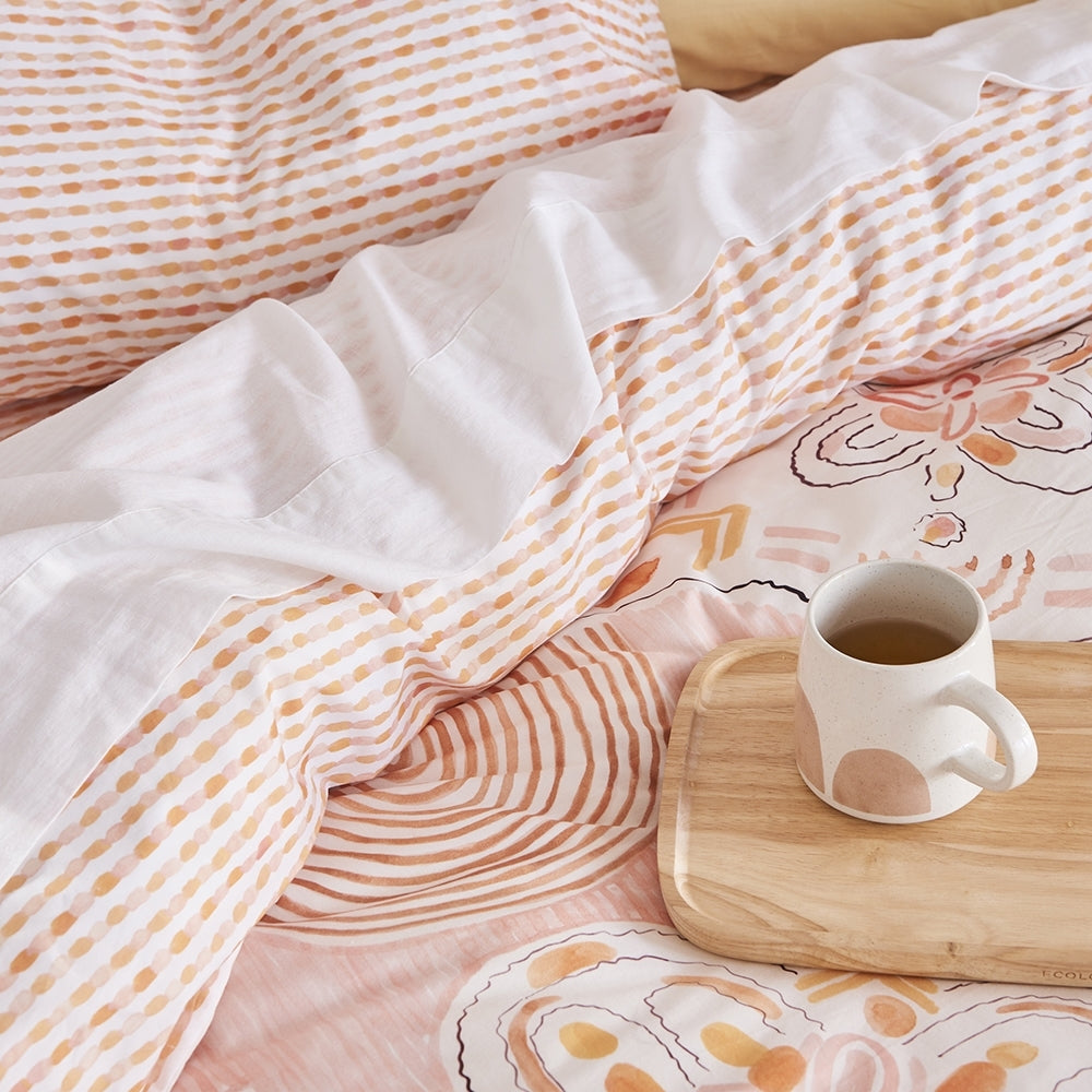 Ecology Wanderlust Quilt Cover Size King Pink/Peach/White Bedding