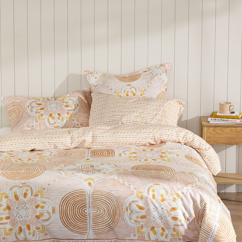 Ecology Wanderlust Quilt Cover Size King Pink/Peach/White Bedding