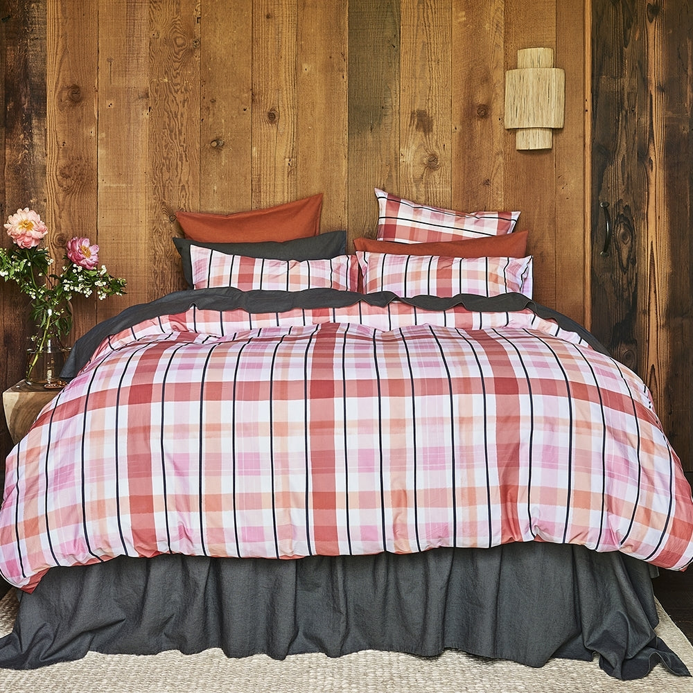 Ecology Isla Euro Pillowcase Size 65 x 65cm Clay/Pink Bedding