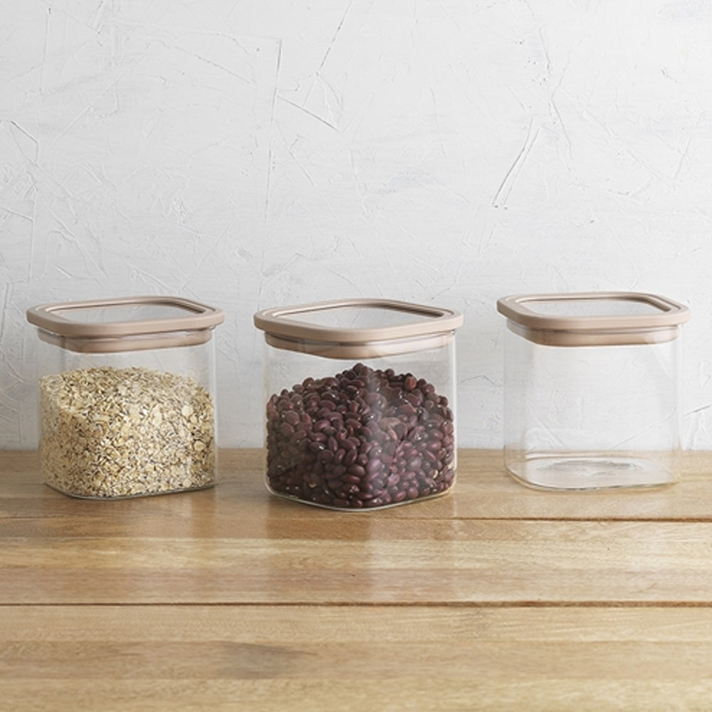3pc Ecology Store Square Canister w/ Lid Set - Clear