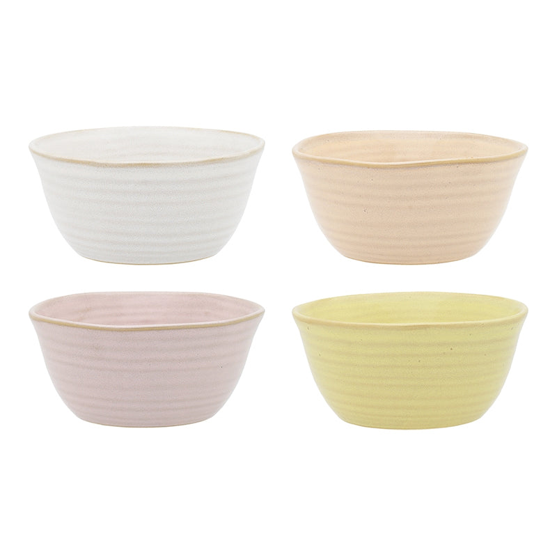 4pc Ecology Ottawa Stoneware Rice Bowls Pastel Colour Set 13.5x6cm