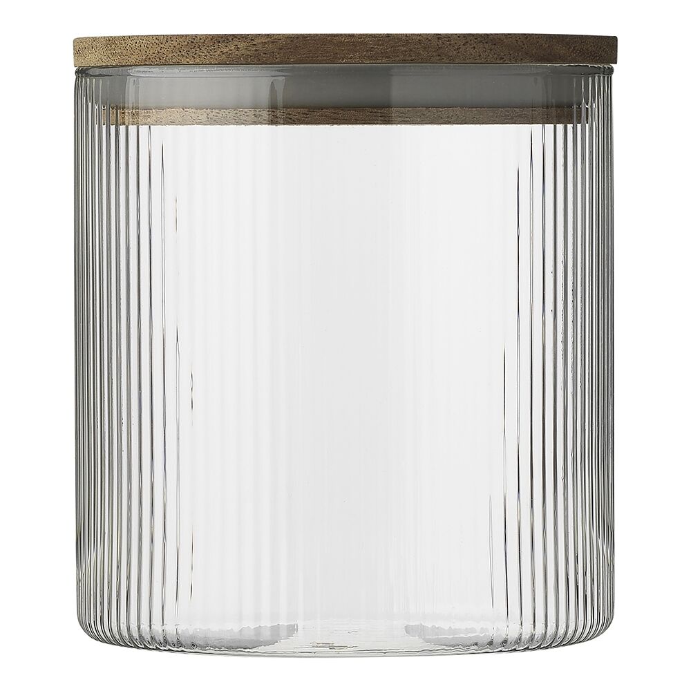 3pc Ecology Infuse Round 650ml Glass Canisters w/ Acacia Lid 10cm