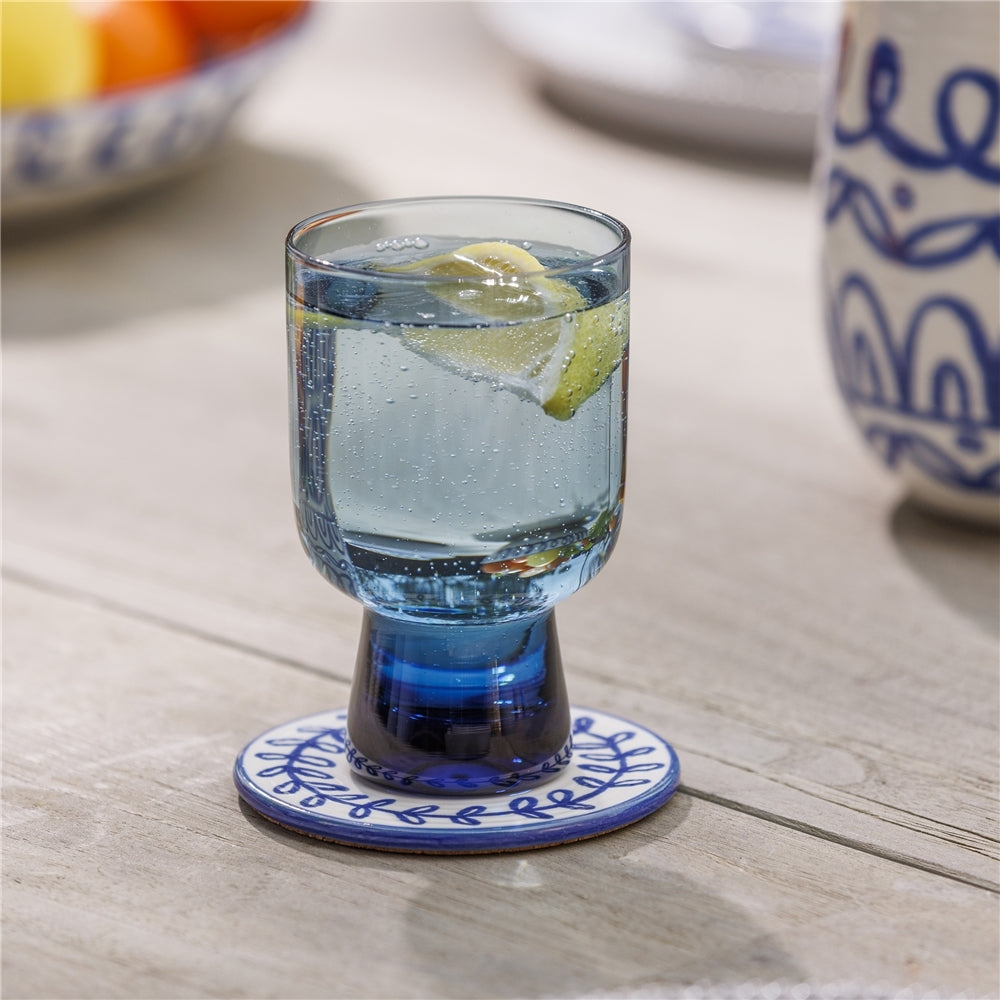 4pc Ecology Lucille Stoneware Drink Cup/Glass Coasters Blue/White 10x0.4cm