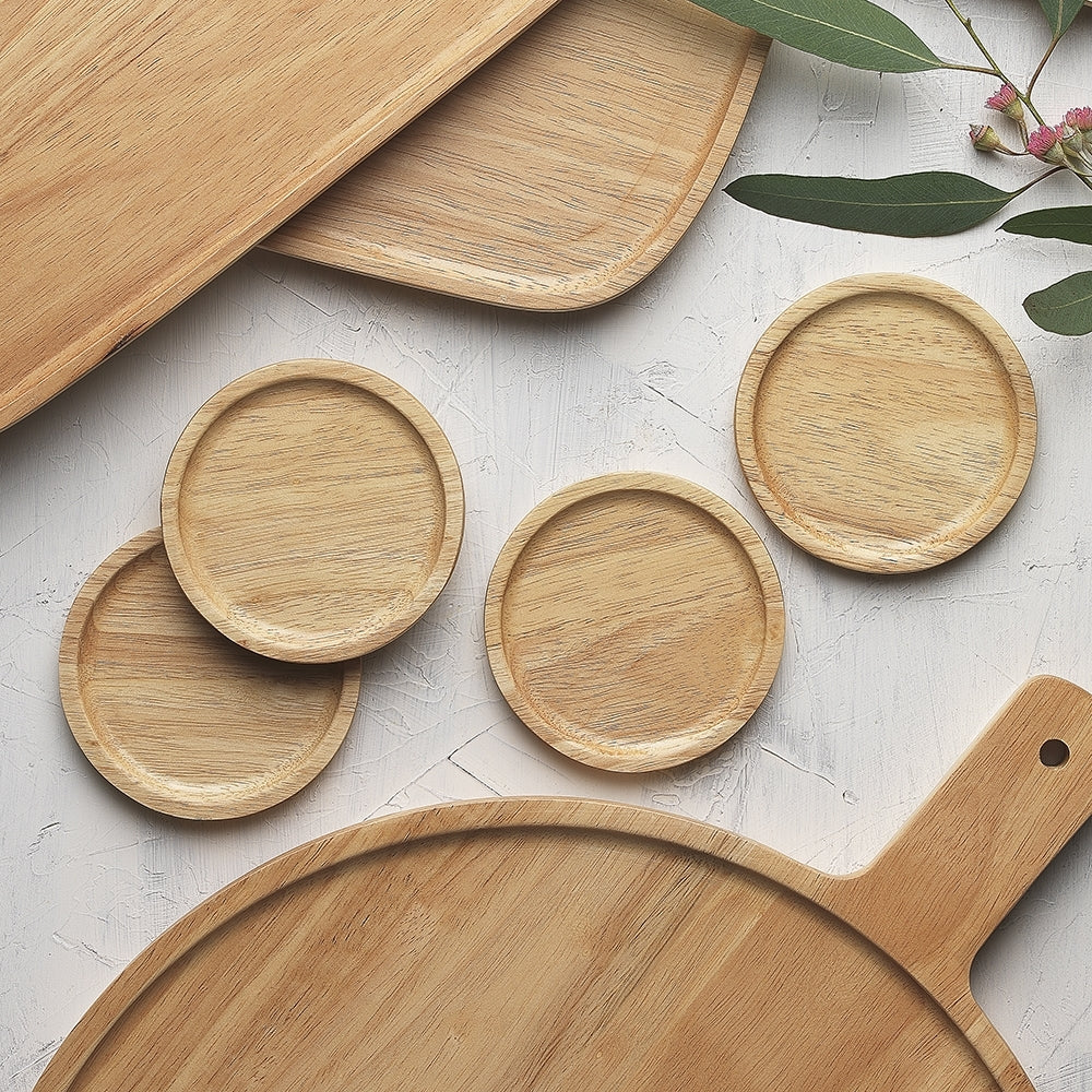 4PK Ecology 10cm Alto Rubberwood Coasters Set Drinking/Cup Mug