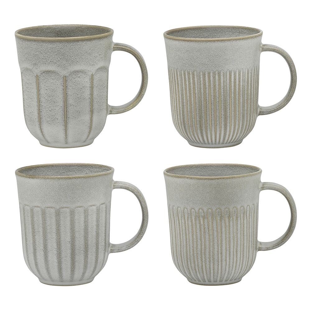 4pc Ecology 330ml Stoneware Chapel Mugs 12.5x10.5cm - Grey