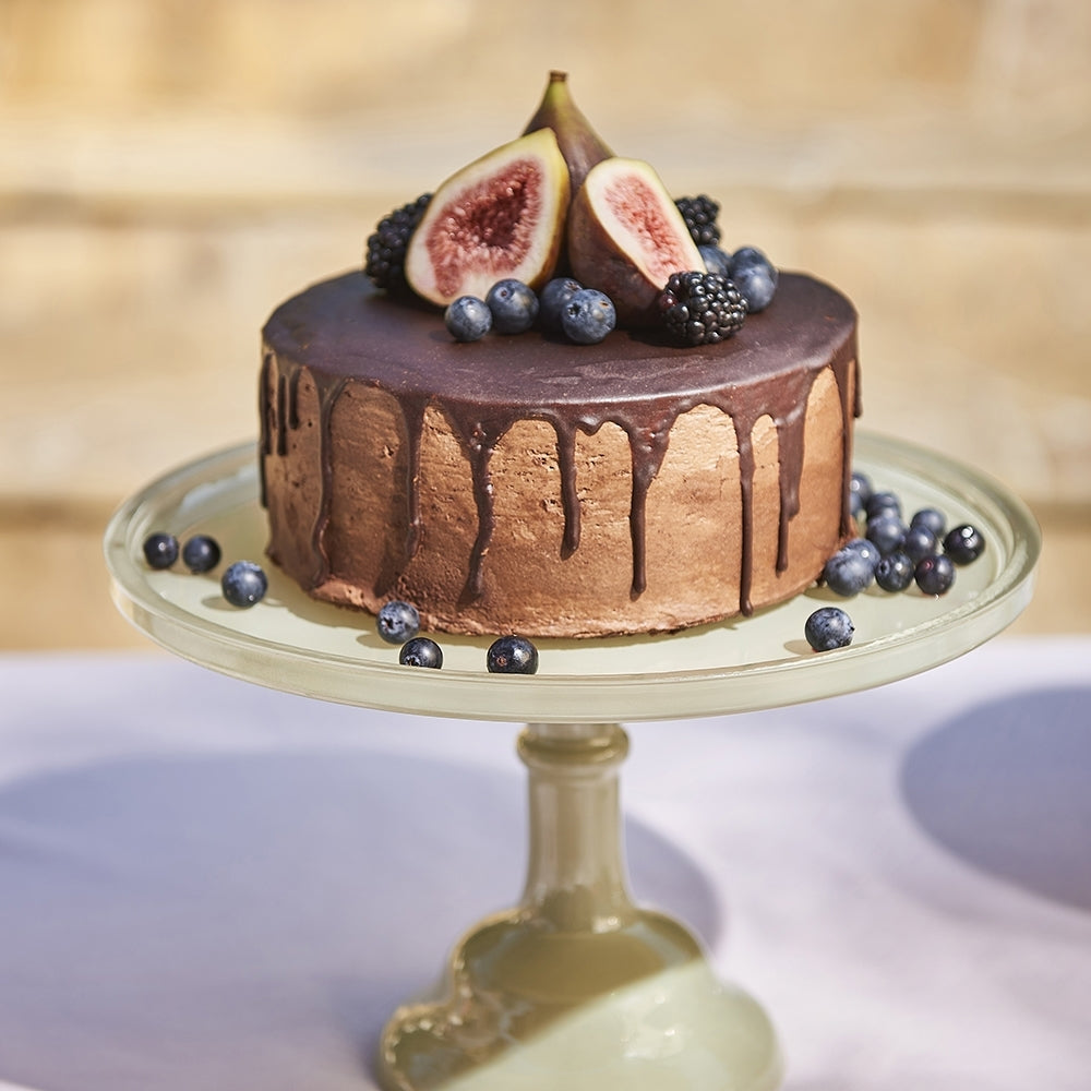 Ecology Glass Torte Cake Stand Dessert Display 25x15.5cm Sage Green