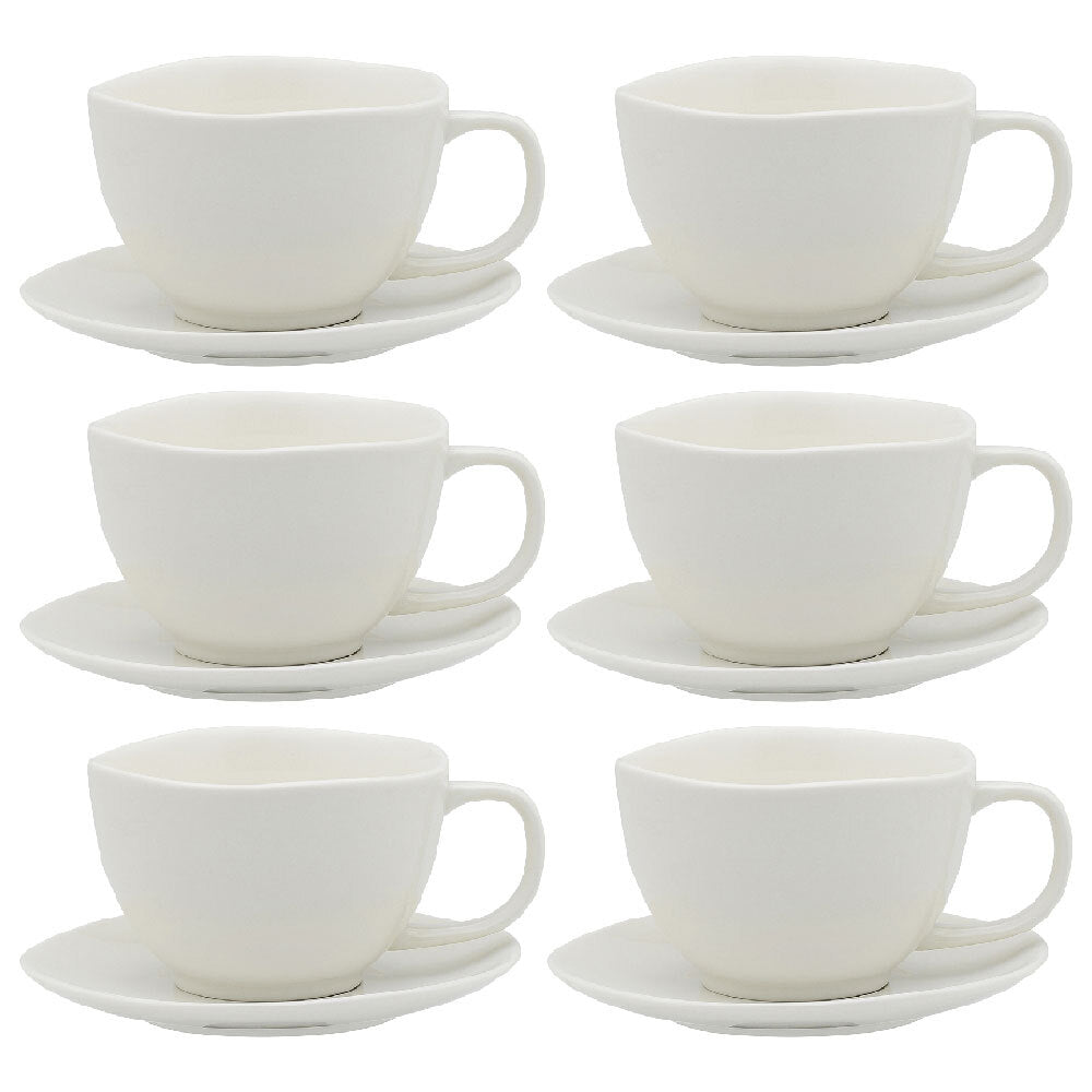 6PK Ecology Elegant Kitchenware Porcelain Haven Teacup & Saucer 270ml