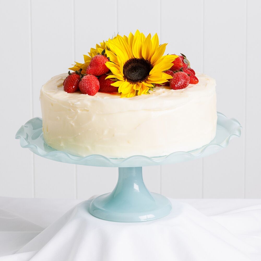 Ecology Soda Lime Glass Ruffle Fluted Edged Cake Stand 33 x 12.5cm Midday