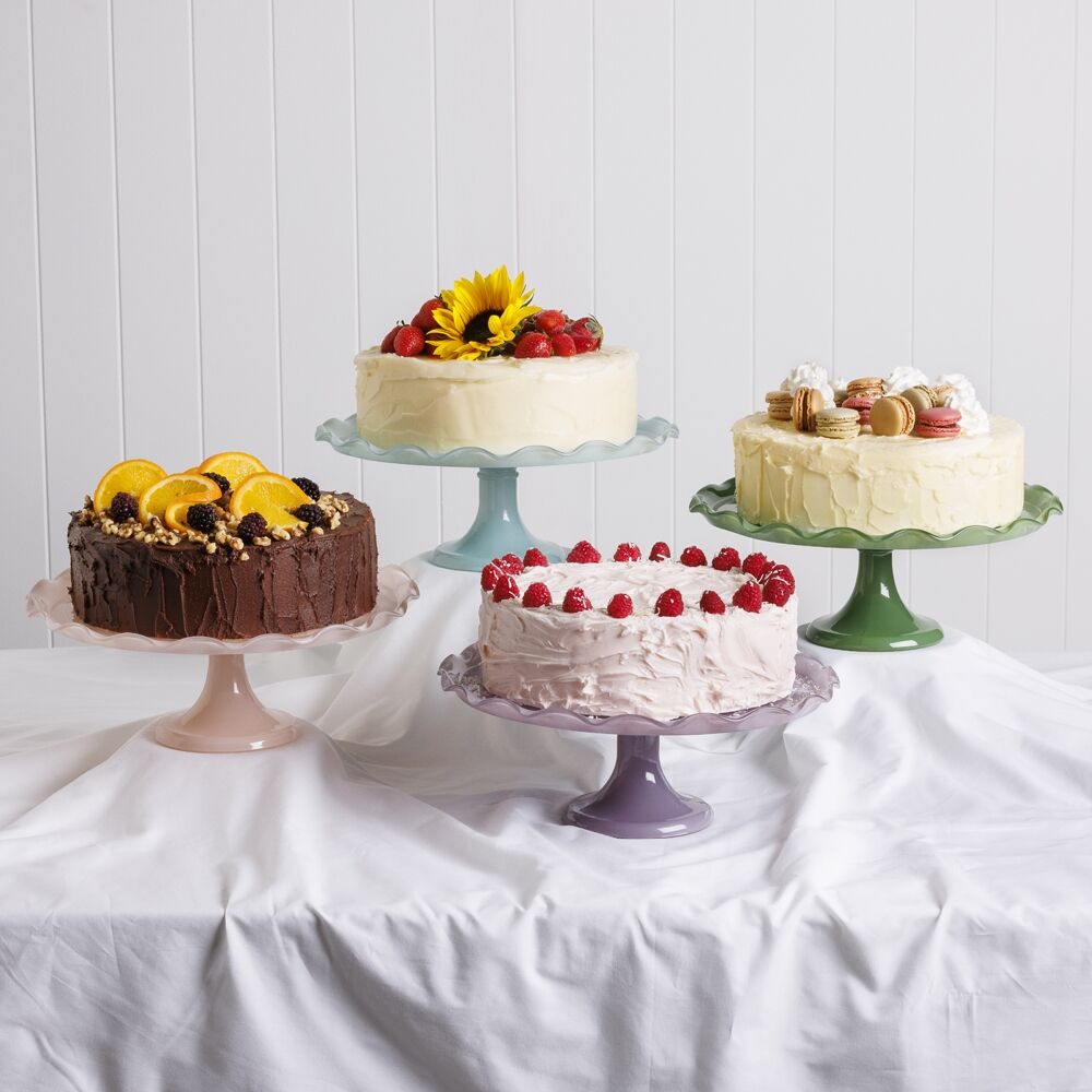 Ecology Soda Lime Glass Ruffle Fluted Edged Cake Stand 33 x 12.5cm Midday