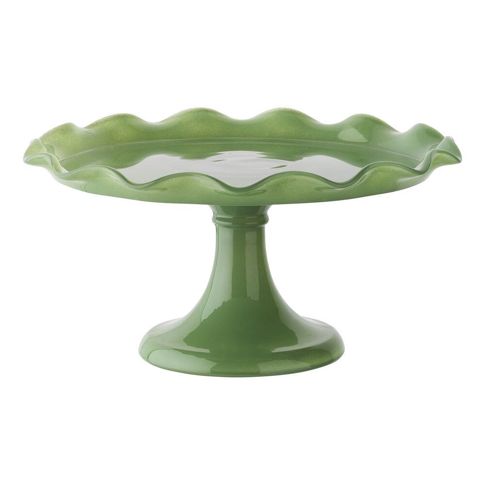 Ecology Soda Lime Glass Ruffle Fluted Edged Cake Stand 26 x 12.5cm Meadow