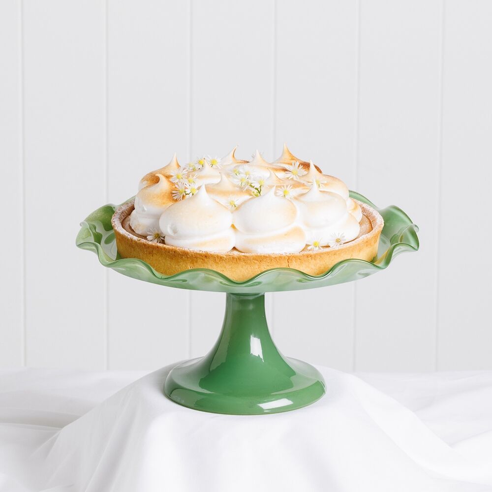 Ecology Soda Lime Glass Ruffle Fluted Edged Cake Stand 26 x 12.5cm Meadow