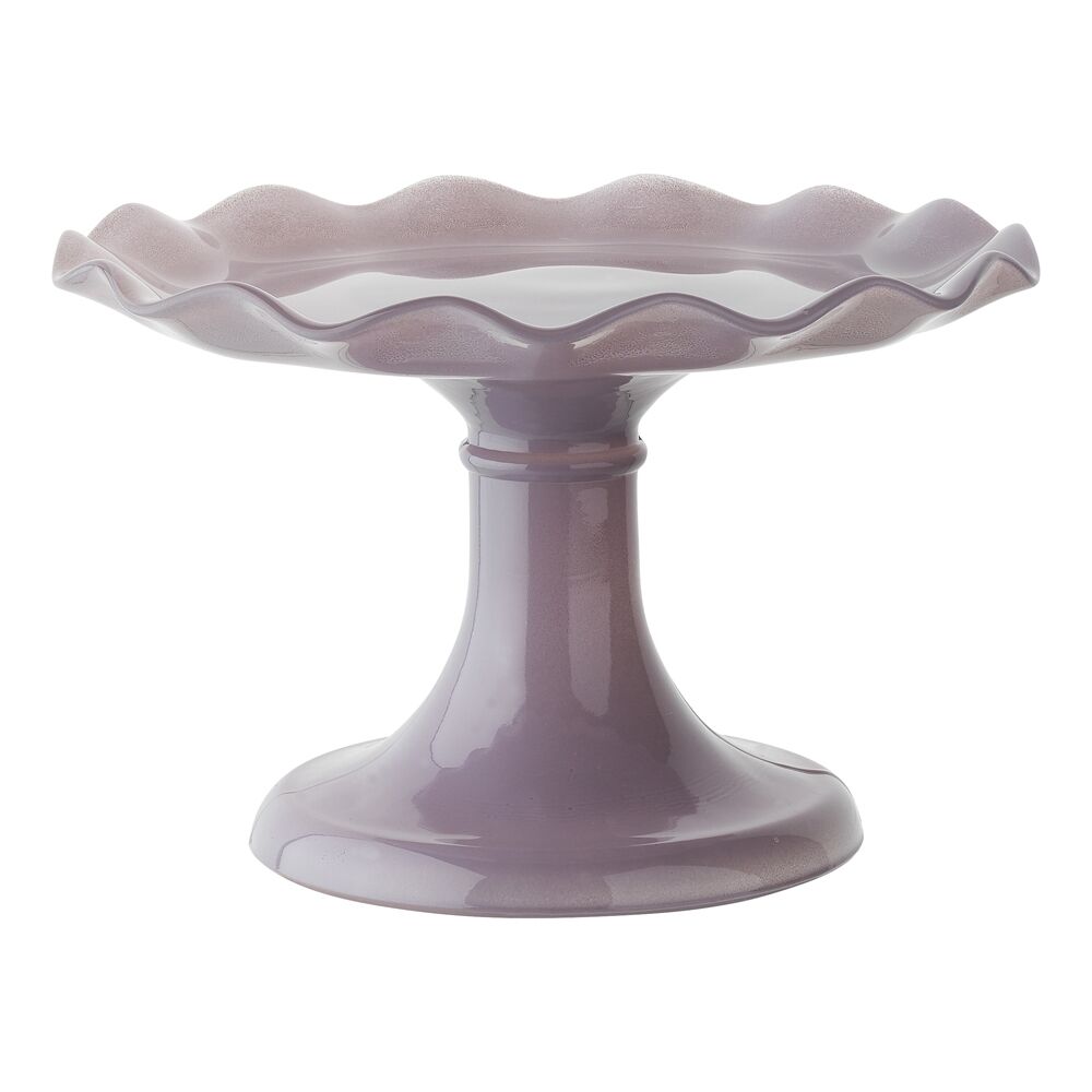 Ecology Soda Lime Glass Ruffle Fluted Edged Cake Stand 20 x 12.5cm Iris