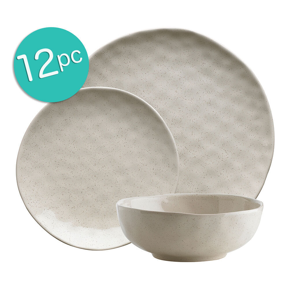 12pc Ecology Speckle Oatmeal Dinner Set