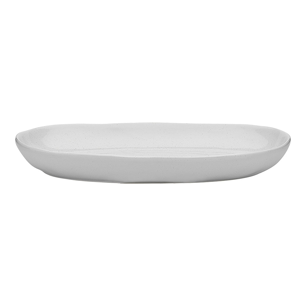 Ecology Speckle Milk 36cm Stoneware Oval Shallow Bowl Large - White