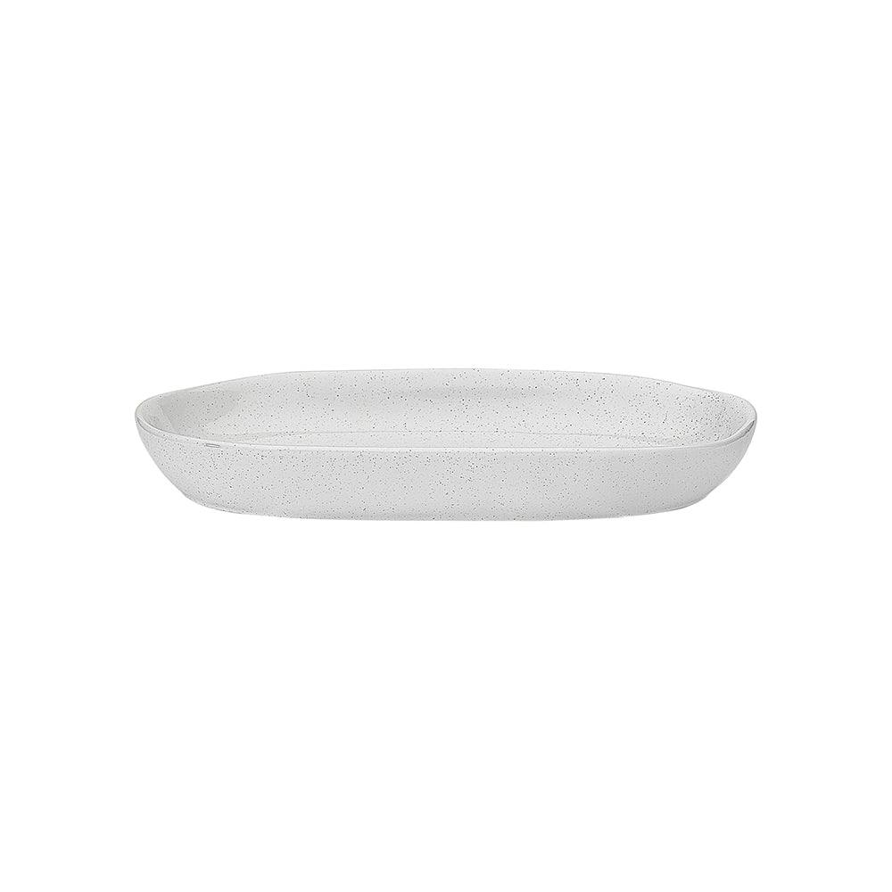 Ecology Speckle Milk 13.5cm Stoneware Oval Shallow Bowl Small - White