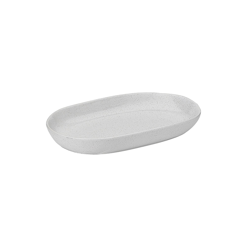 Ecology Speckle Milk 13.5cm Stoneware Oval Shallow Bowl Small - White