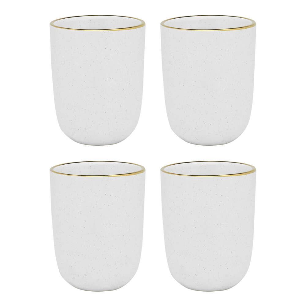 4pc Ecology Speckle Stoneware Cuddle Mug 250ml - Milk/Gold