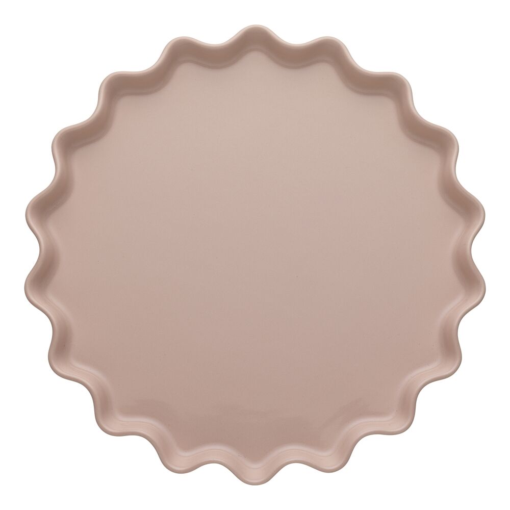 2PK Ecology High Gloss Glaze Porcelain Ruffle Round Platter 32cm Pink Salt