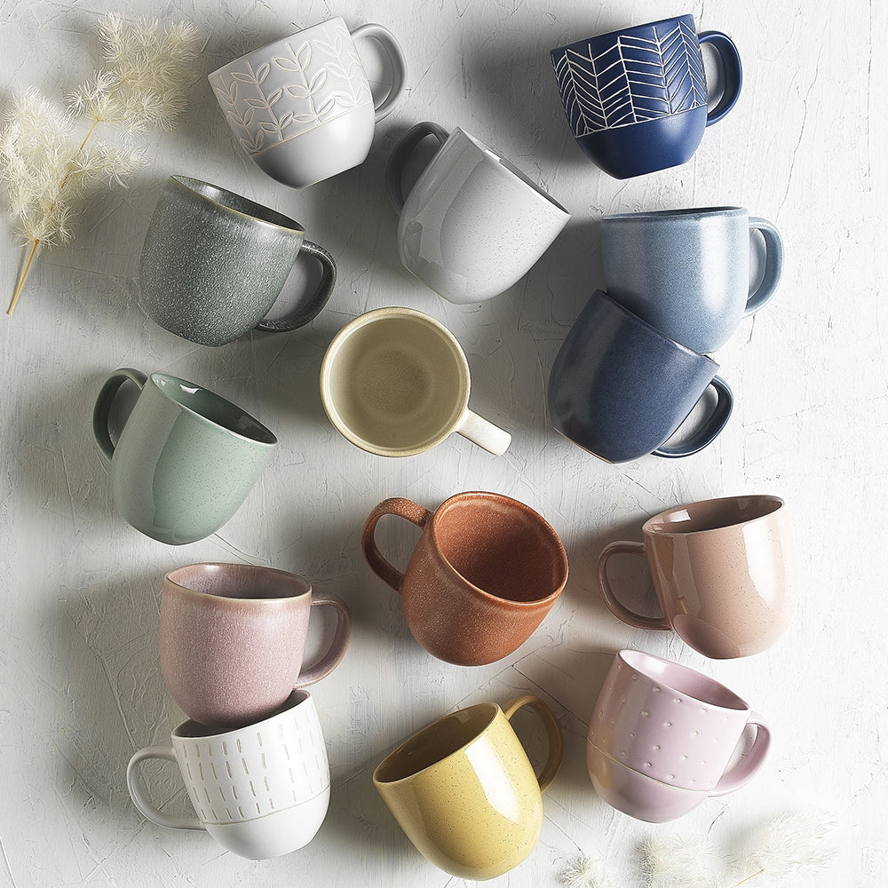 Ecology Dwell Herringbone Glazed Drinking Mug 340ml Blue