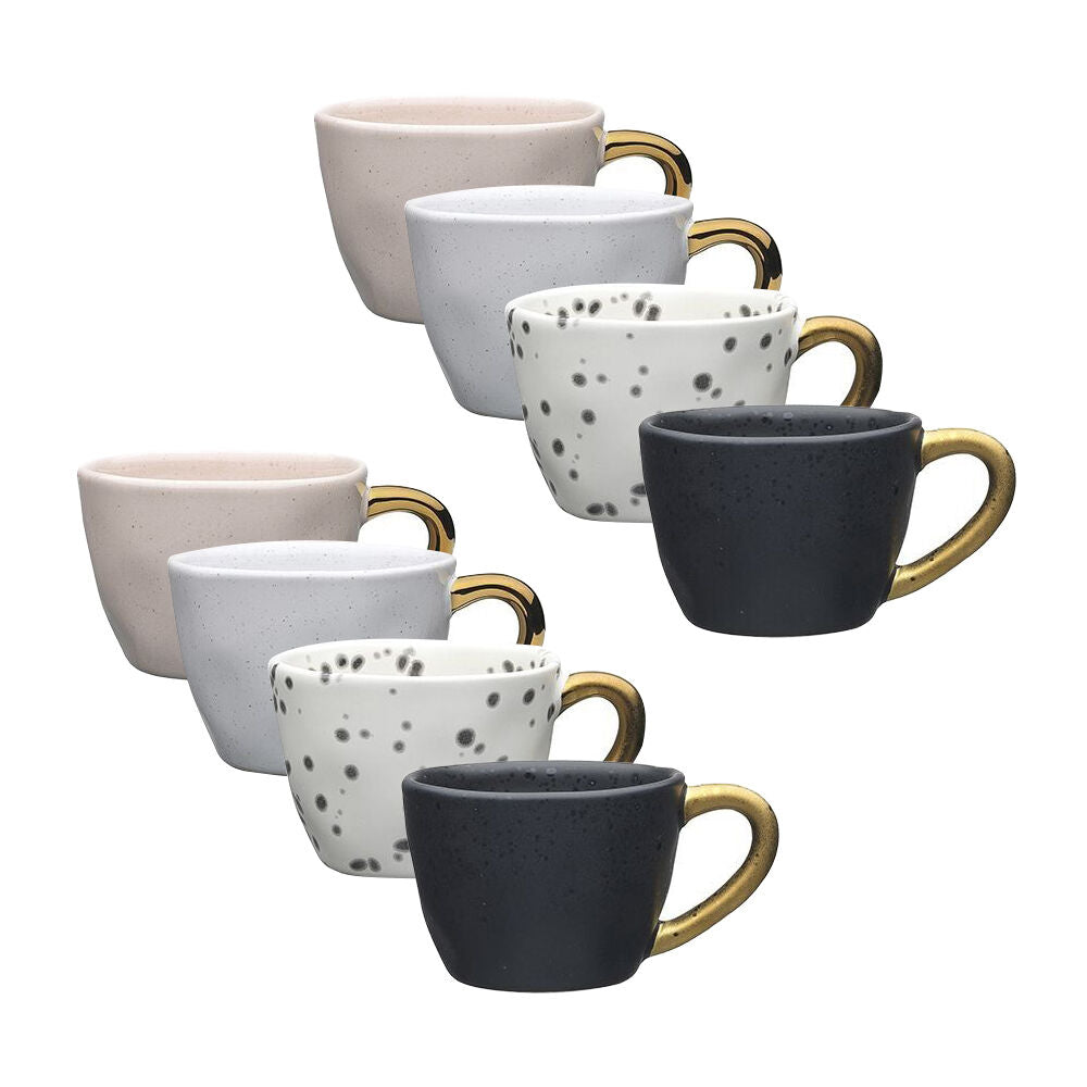 2x 4pc Ecology Speckle 60ml Espresso Cups w/ Gold Handle Set