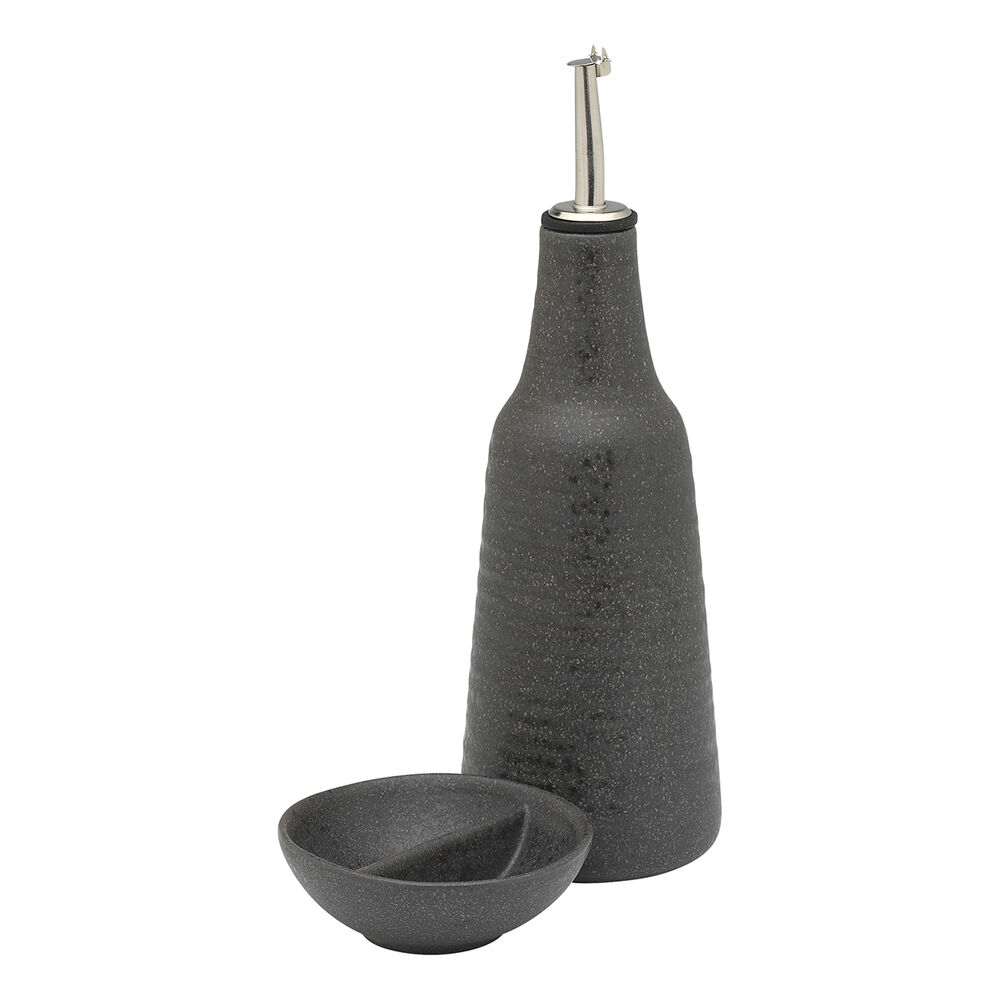 Ecology Ottawa Stoneware Oil Bottle & Salt Dish 450ml - Stone