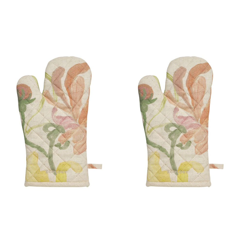 2PK Ecology Hand-Painted Midsummer Cotton/Linen Oven Glove 180gsm 32x17cm