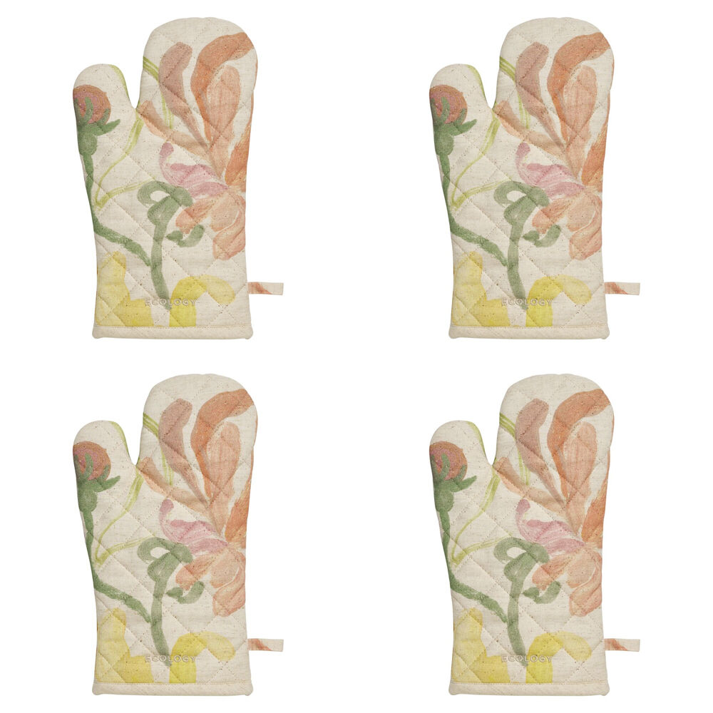 4PK Ecology Hand-Painted Midsummer Cotton/Linen Oven Glove 180gsm 32x17cm