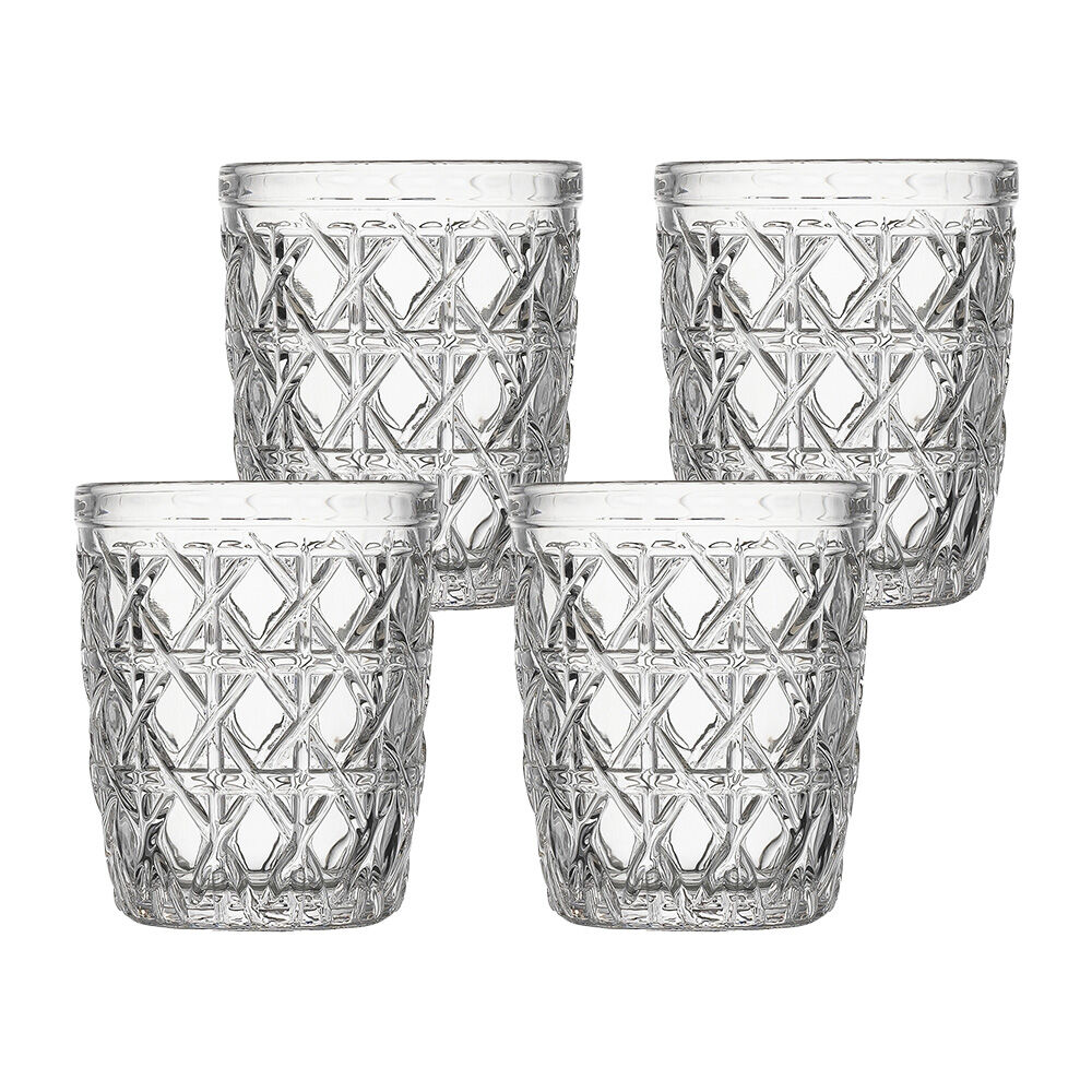 4pc Ecology Rattan 295ml Glass Tumbler Set Round - Clear