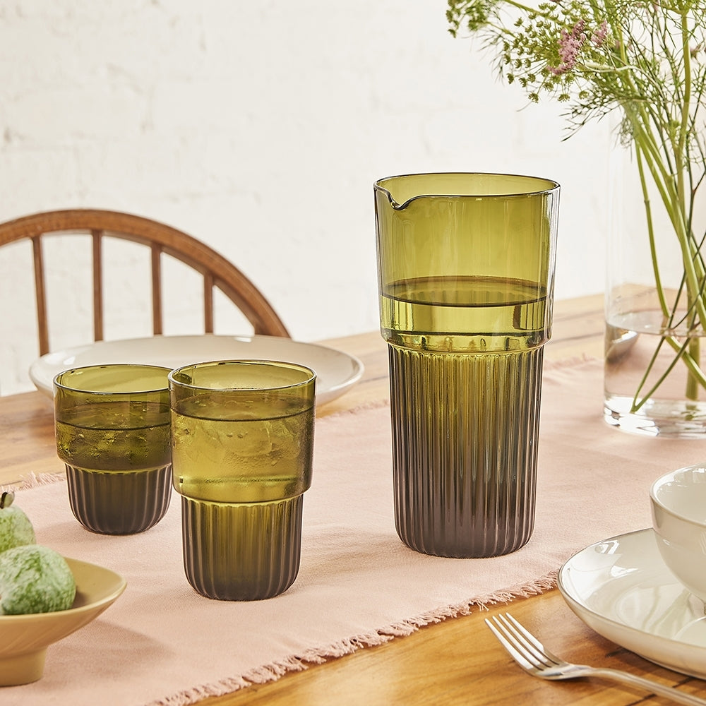 4pc  Ecology Callisto Tumblers Drinking Glasses 260ml/9.5cm Olive Green