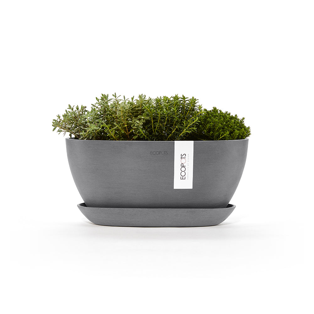 EcoPots Sofia 30x13.5cm Plant Pot Self Watering Grey