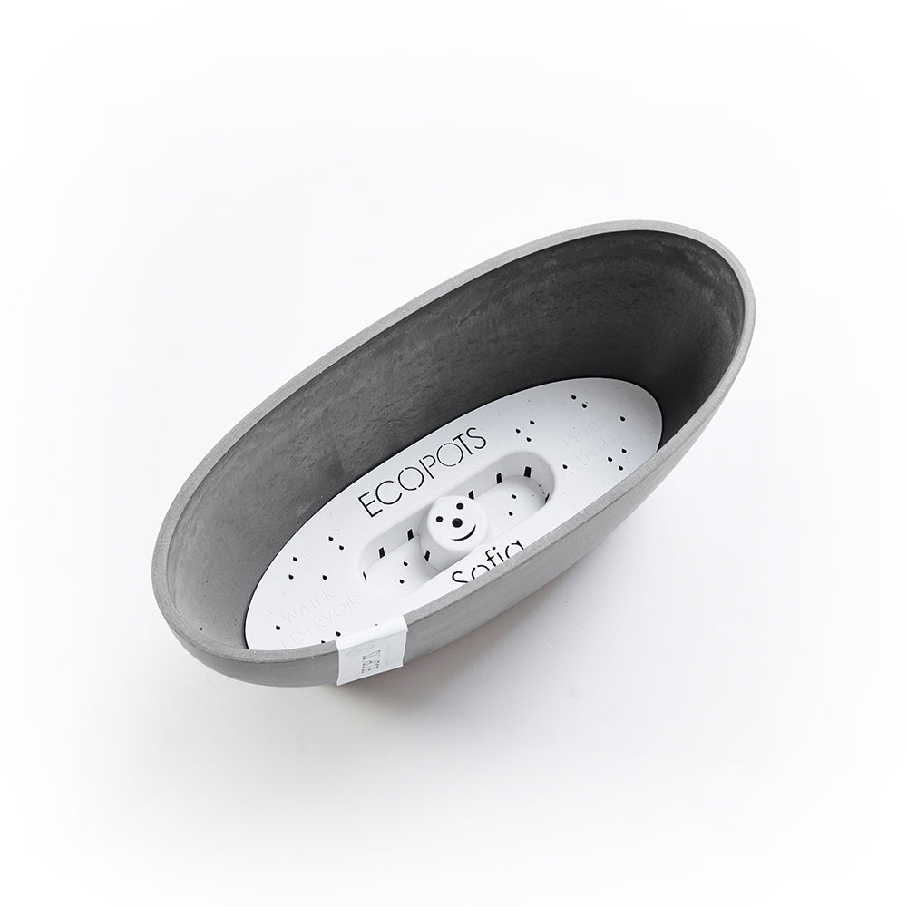 EcoPots Sofia 30x13.5cm Plant Pot Self Watering Grey