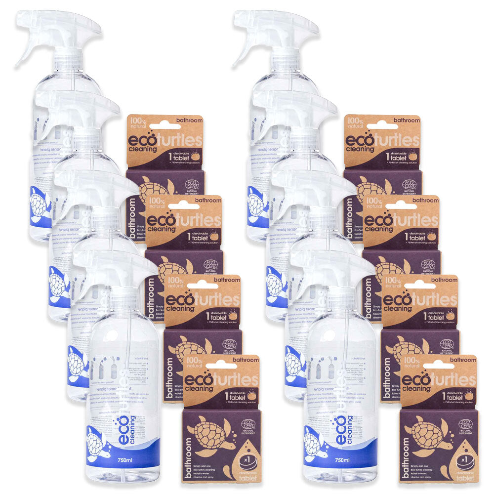 8PK Eco-Cleaning Turtles Bathroom Spray Bottle & Tablet
