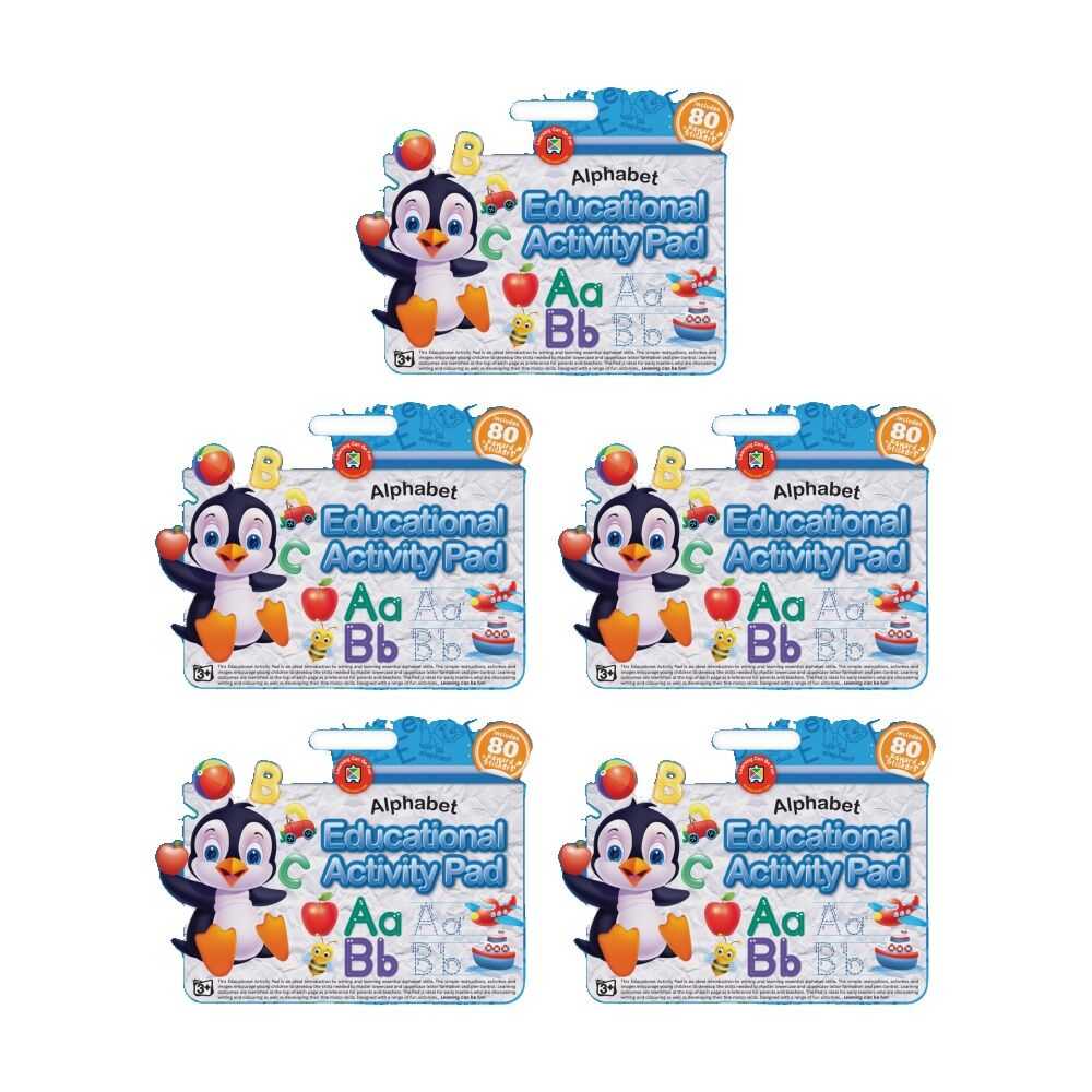 5PK Learning Can Be Fun Alphabet Educational Kids Activity Pad w/80 Stickers 3y+