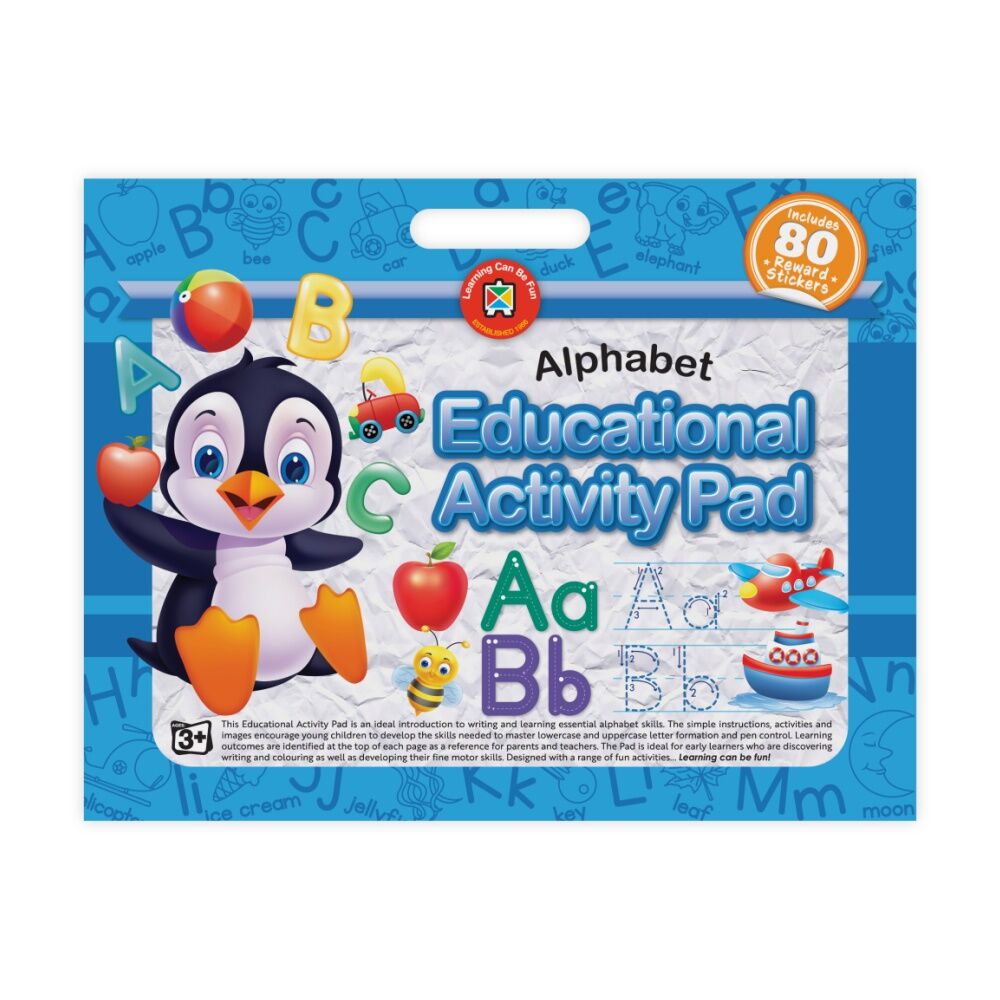 5PK Learning Can Be Fun Alphabet Educational Kids Activity Pad w/80 Stickers 3y+