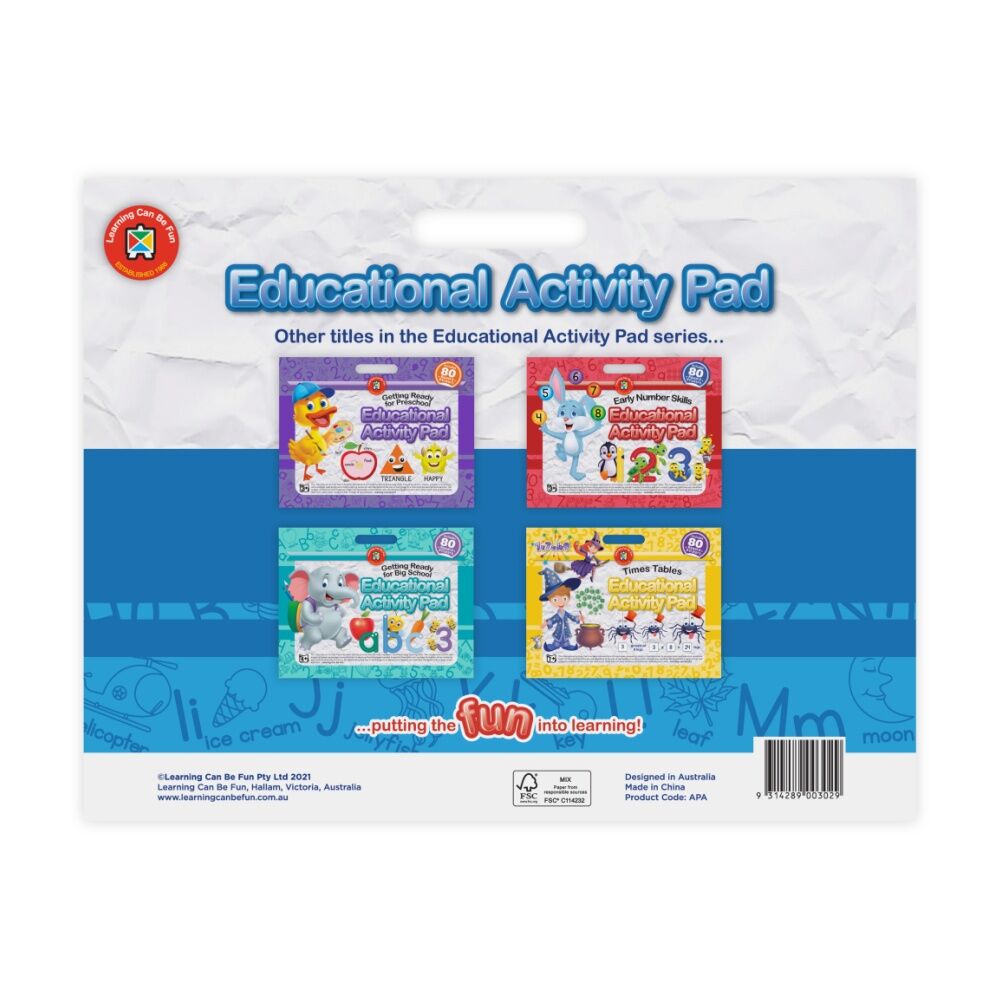 5PK Learning Can Be Fun Alphabet Educational Kids Activity Pad w/80 Stickers 3y+