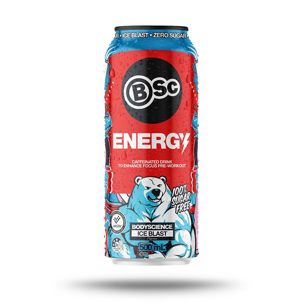 2x 12PK BSc Pre-Workout Energy Drink Can Sugar Free 500ml Ice Blast