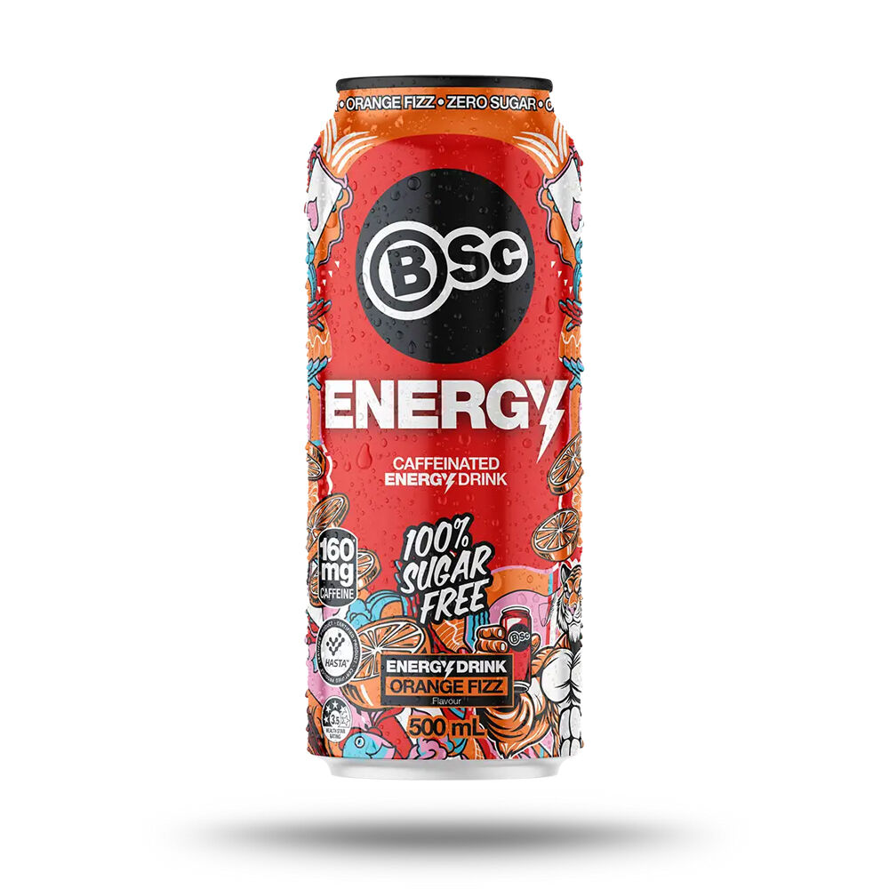 12PK BSc Pre-Workout Energy Drink Can Sugar Free 500ml Orange Fizz