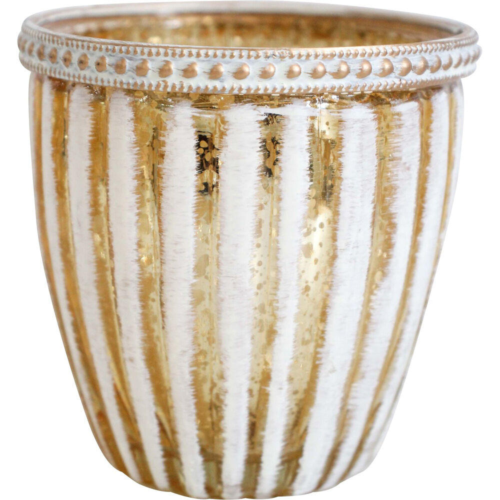 2PK LVD Glass Votive Candle Holder Home Decor 9cm Linear Gold